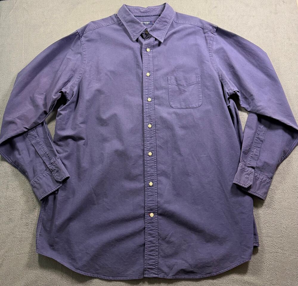 Cremieux Classics Solid Blue Cotton Casual Button Down Shirt‎ Mens Size 2XT Tall